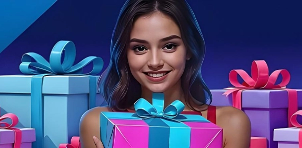 Smiling girl promoting sports betting bonuse